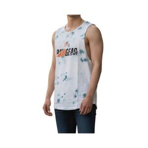 RAWGEAR Tie-Dye Tank Top~Size Medium~White/Blue Workout Gym Bradley Martyn L6 19